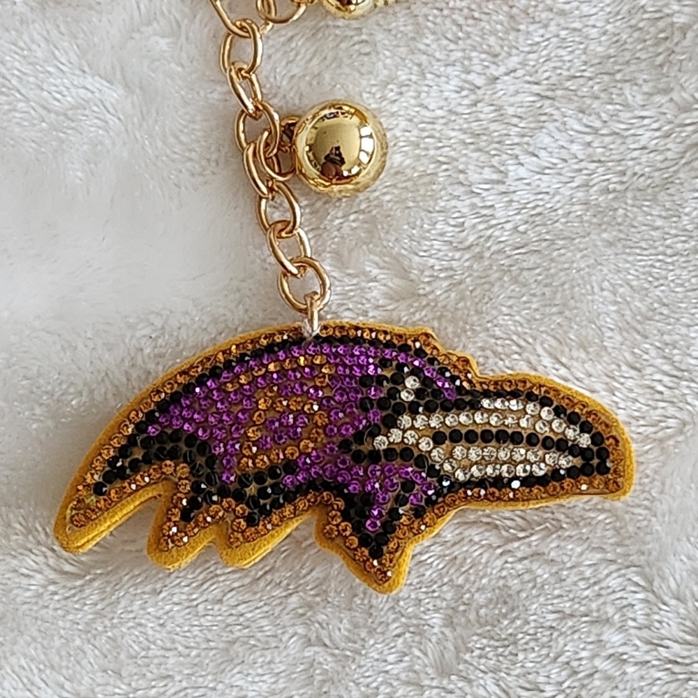 Baltimore Ravens Gold and Purple Keychain Bag Charm - Picture 2 of 3